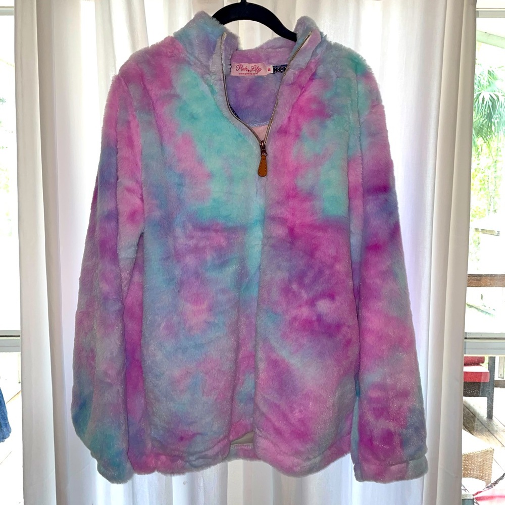 Pink Lily Multicolor Teddy Fleece Quarter Zip Jacket